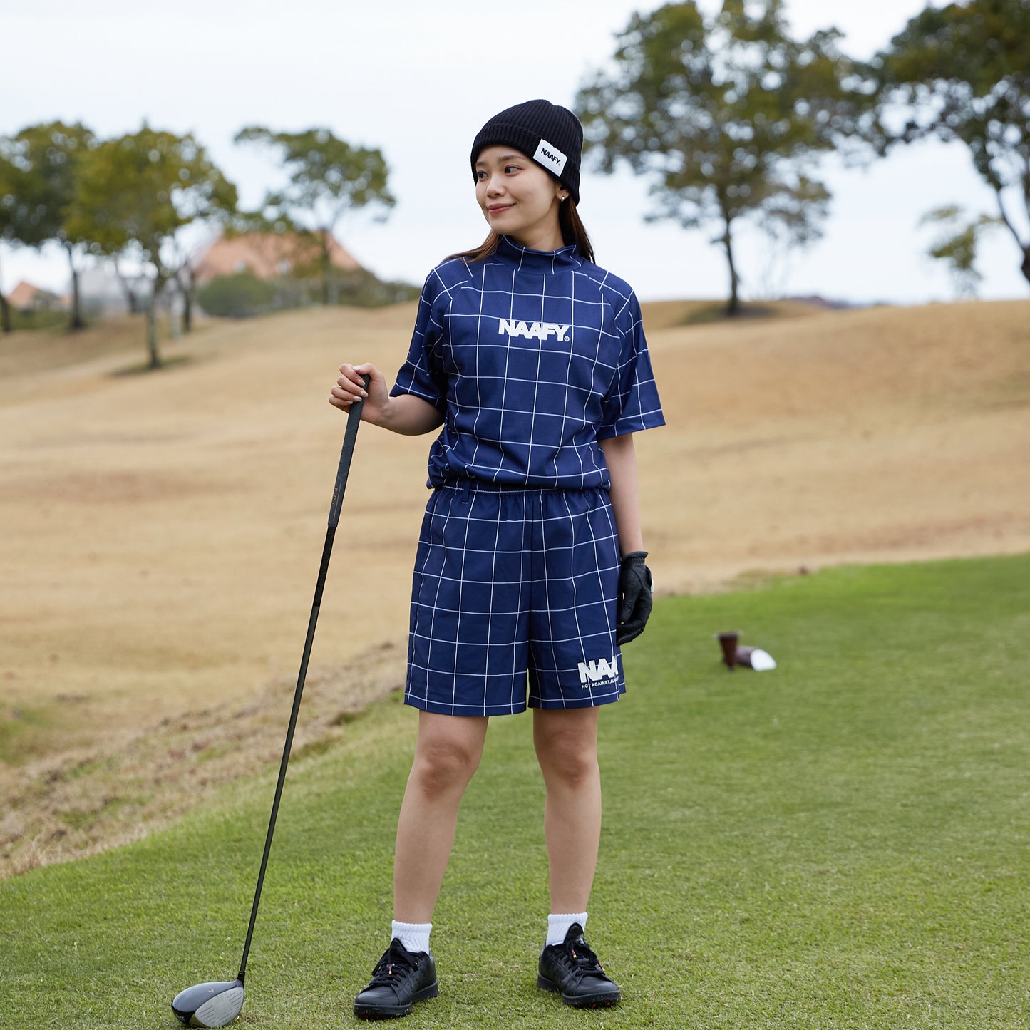 WINDOWPANE CHECK S/S MOCKNECK