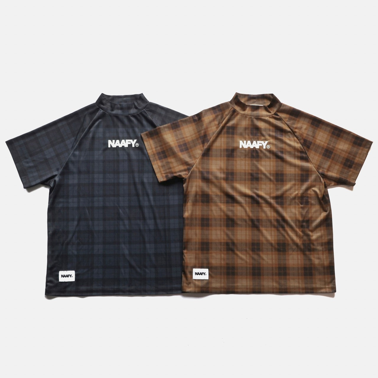 PLAID S/S MOCKNECK