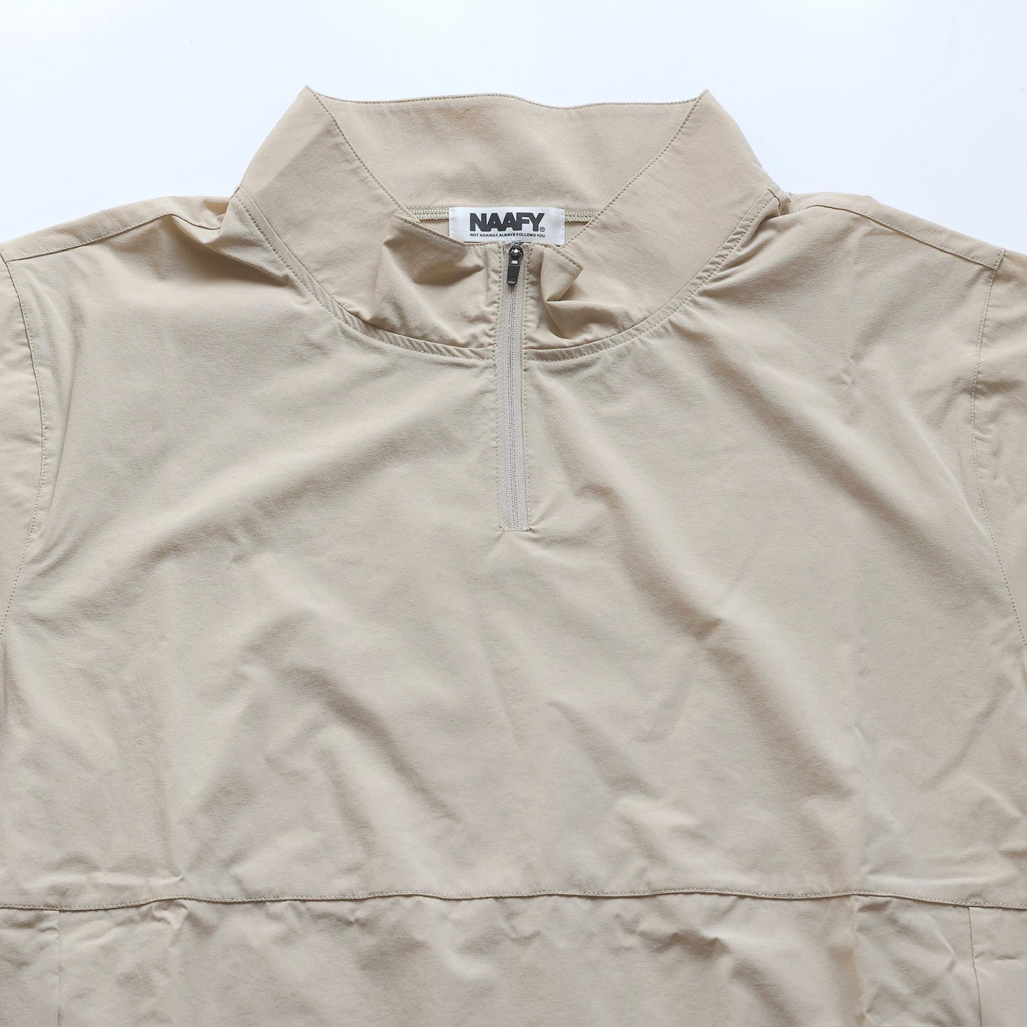 NAAFY Half Zip Short Sleeve Piste Beige Check