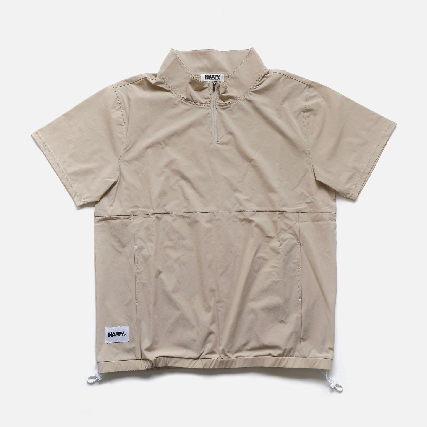 NAAFY Half Zip Short Sleeve Piste Beige Check