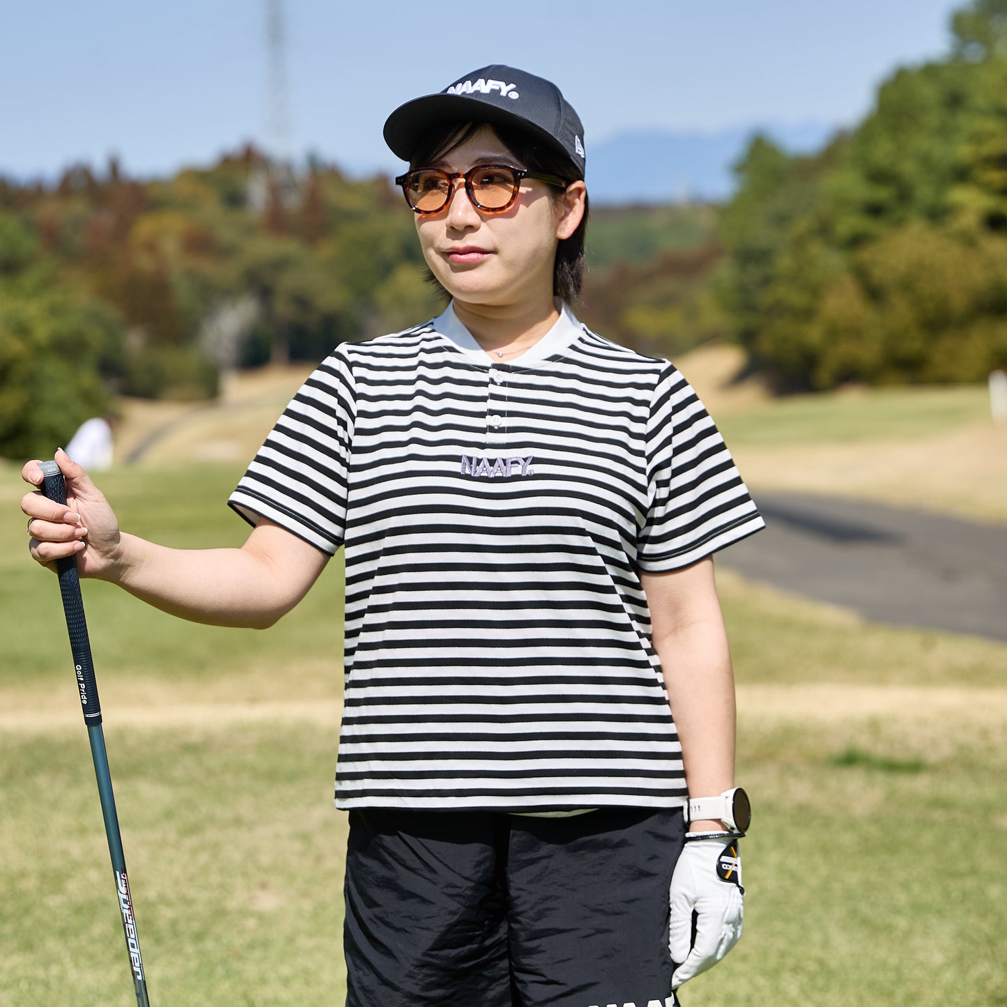 S/S STRIPED POLO COLLAR LESS