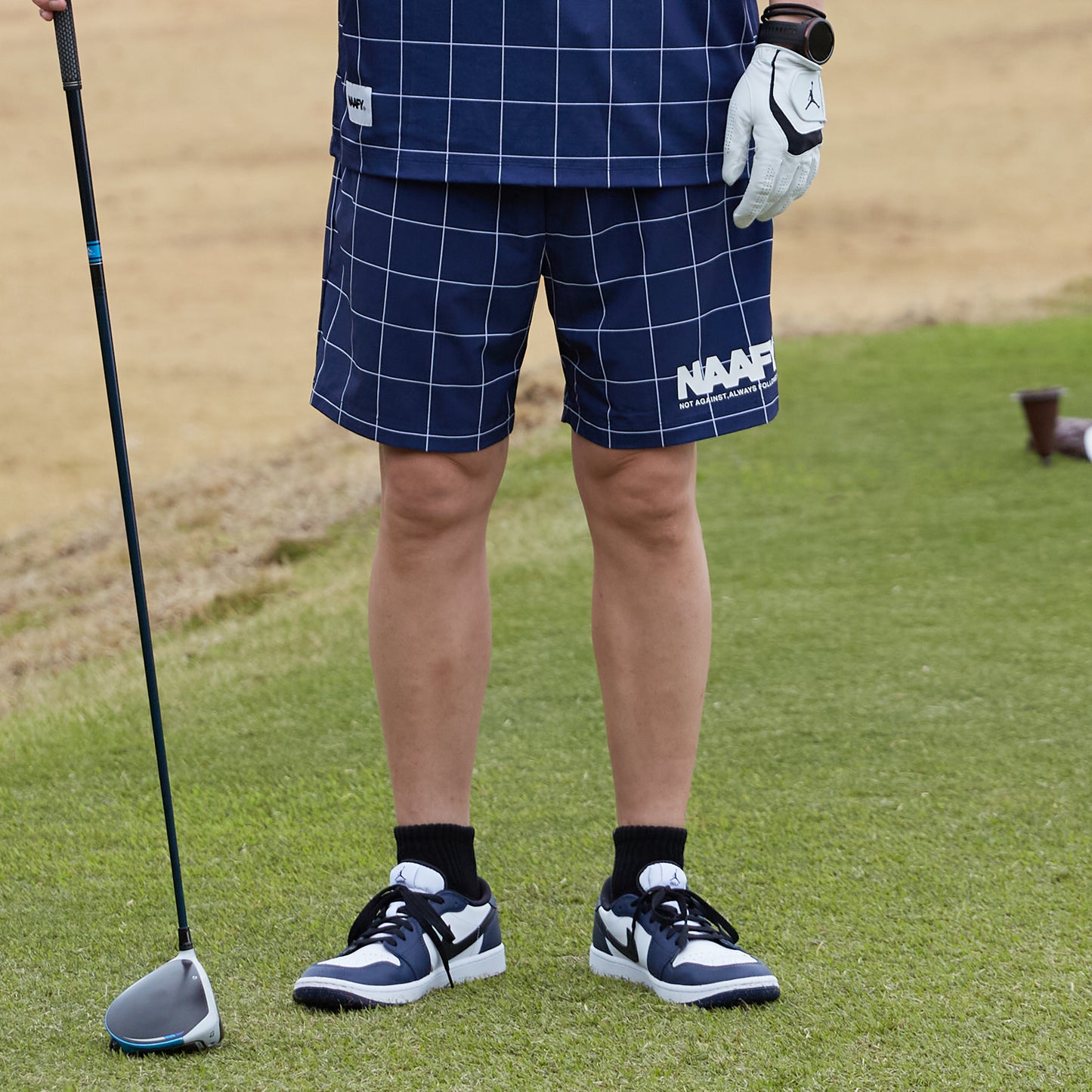 WINDOWPANE CHECK NYLON SHORTS