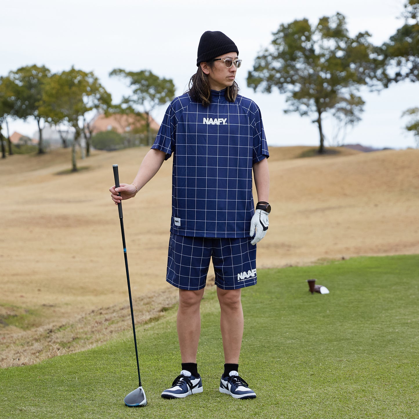 WINDOWPANE CHECK NYLON SHORTS