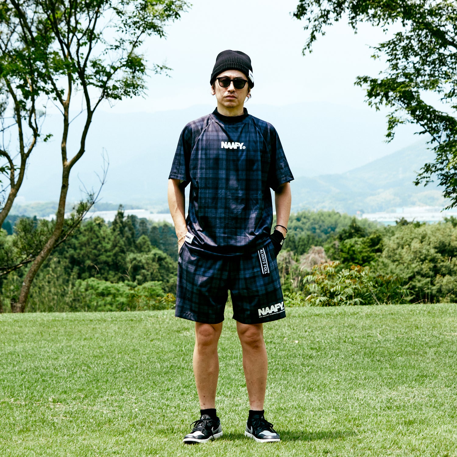 PLAID S/S MOCKNECK