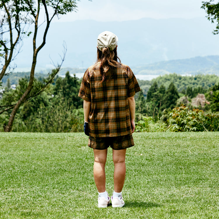 PLAID S/S MOCKNECK