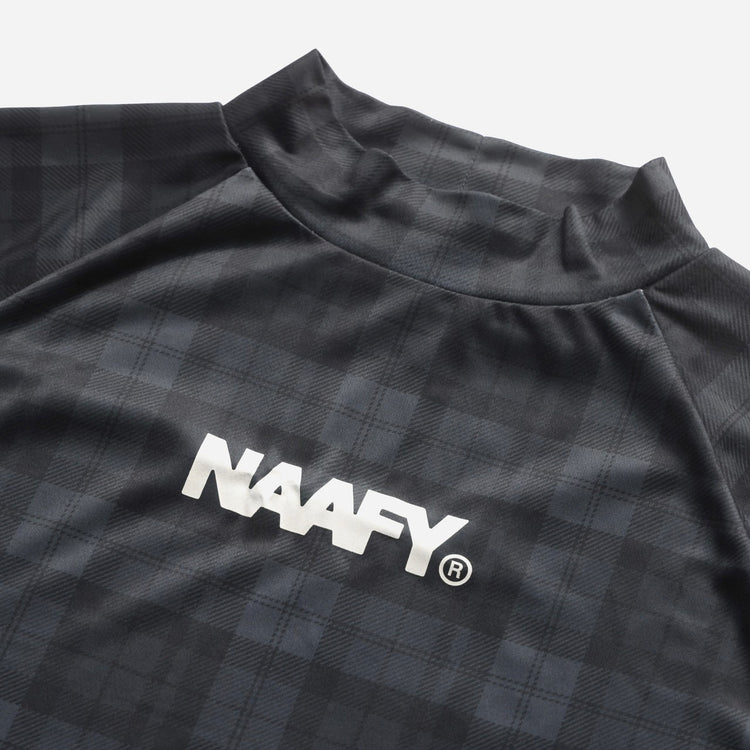 NAAFY Short sleeve mock neck plaid pattern