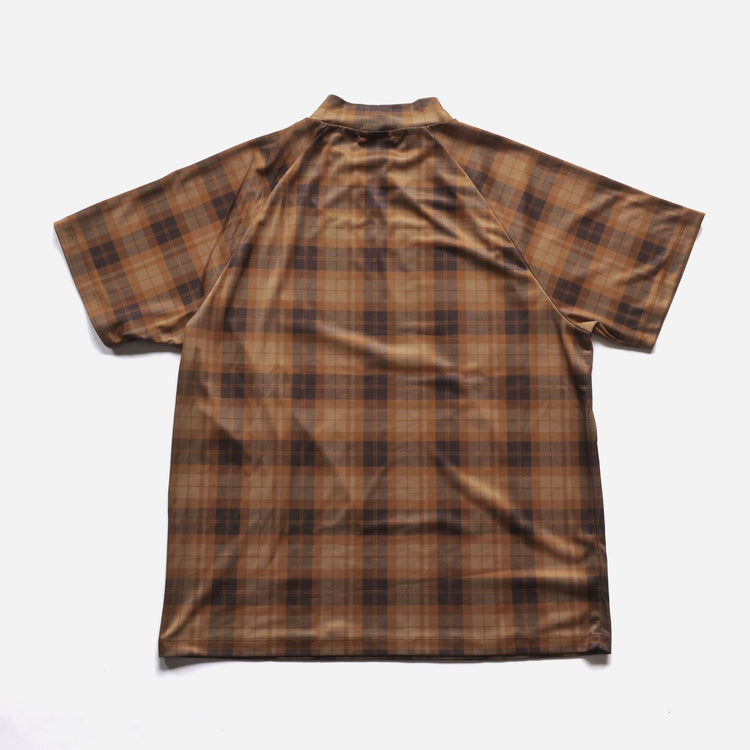 PLAID S/S MOCKNECK