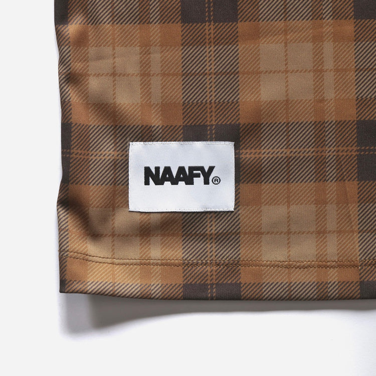 NAAFY Short sleeve mock neck plaid pattern