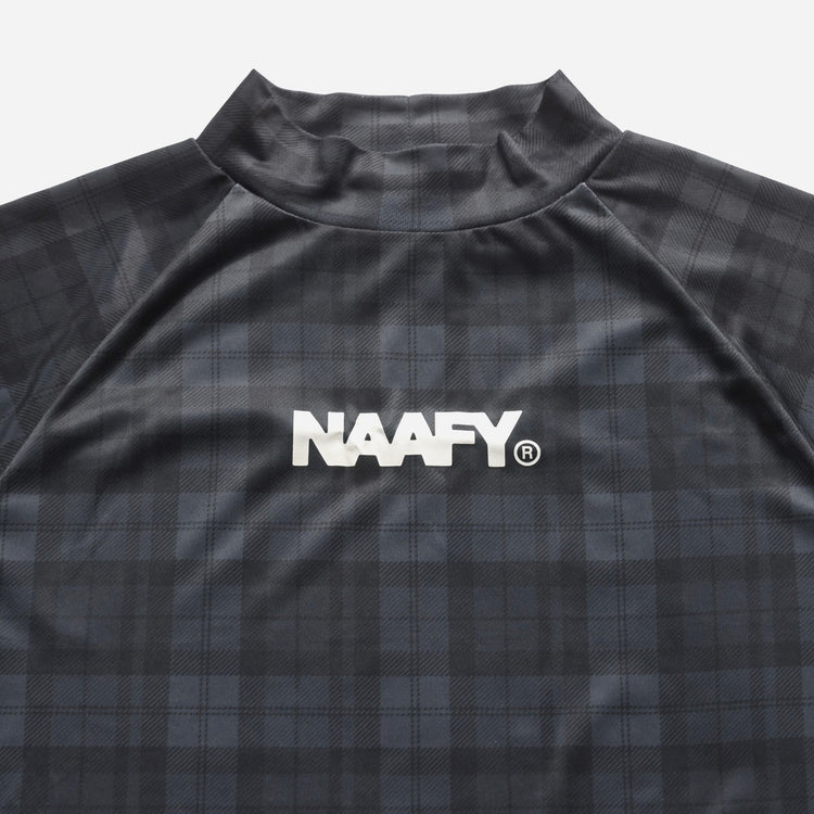 NAAFY Short sleeve mock neck plaid pattern