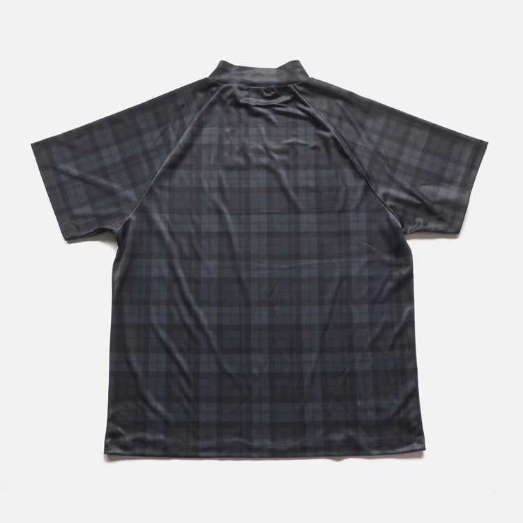 PLAID S/S MOCKNECK