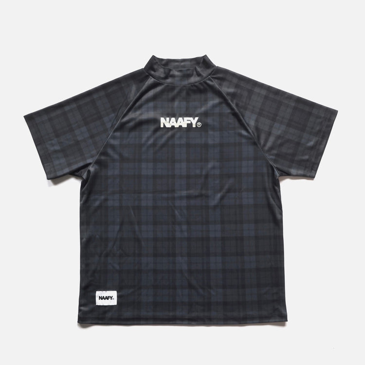 NAAFY Short sleeve mock neck plaid pattern