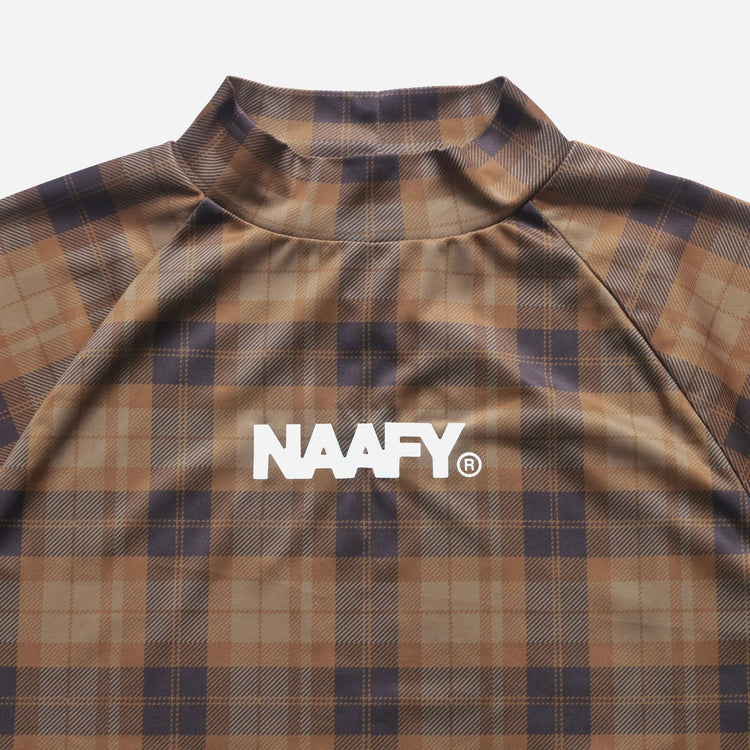 NAAFY Short sleeve mock neck plaid pattern