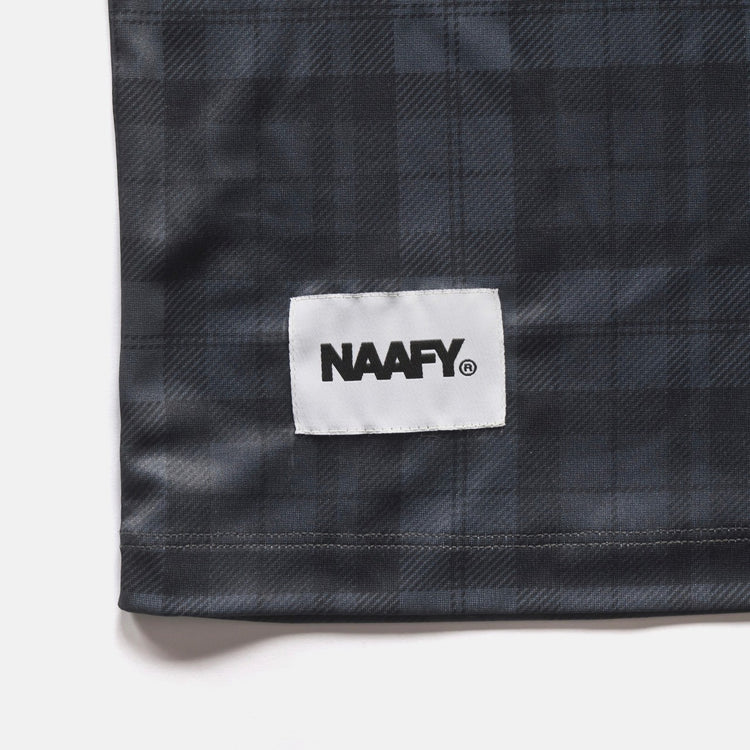 NAAFY Short sleeve mock neck plaid pattern