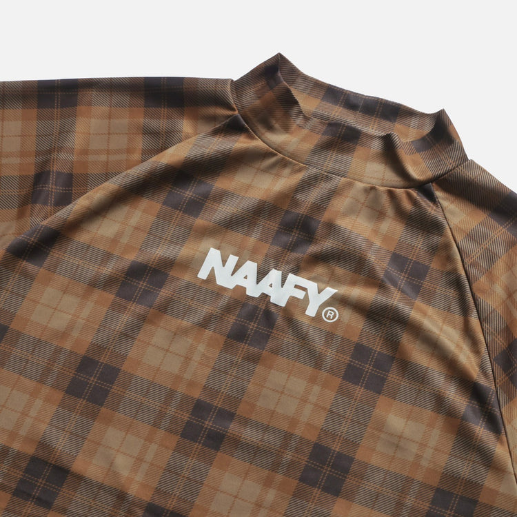 NAAFY Short sleeve mock neck plaid pattern